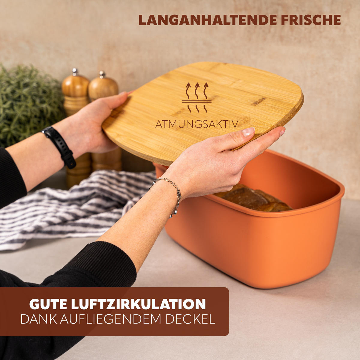 BROTKASTEN, braun - Rotbraun, Kunststoff (22.5/13.5/37cm) - bremermann