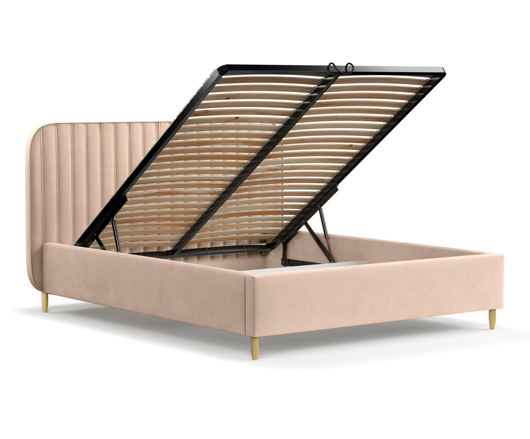 POLSTERBETT Noto Warmes Beige 120/200 cm im Samtstoff - Beige/Naturfarben, Holz/Holzwerkstoff (120/200cm) - Maison de Reve