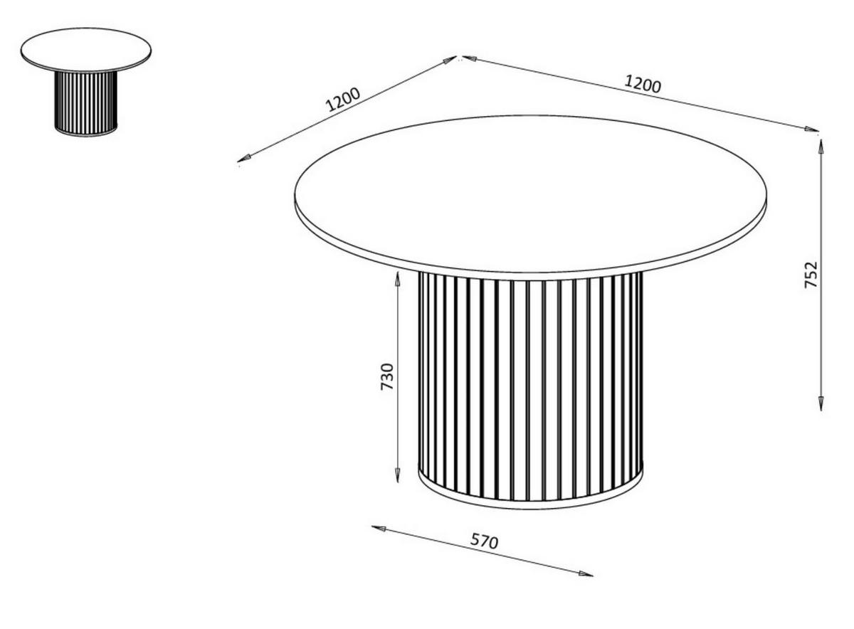 ESSTISCH mit Rillenstruktur MODERNO Kaschmir - Kaschmir, Holzwerkstoff (120/120/77cm) - Compleo24