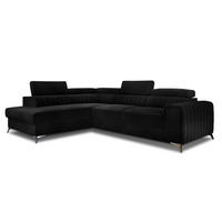 ECKSOFA Laurence mit Schlaffunktion & Bettkasten – 278 x 205 cm, verstellbare Kopfstützen - Schwarz, Kunststoff (278/205cm) - Wohnideebilder