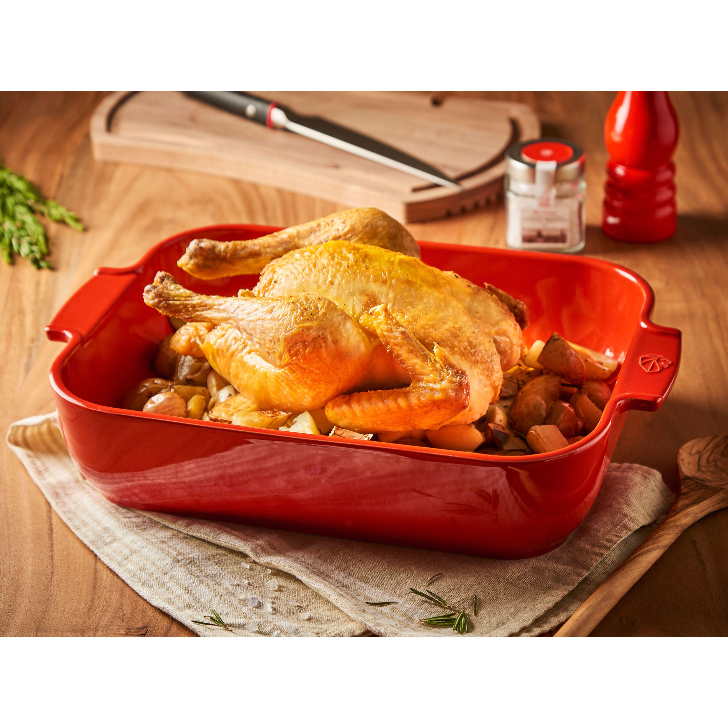 AUFLAUFFORM Keramik Appolia 32cm Rechteckig Rot Spülmaschinenfest - Rot, Keramik (21.7/32/7.2cm) - PEUGEOT