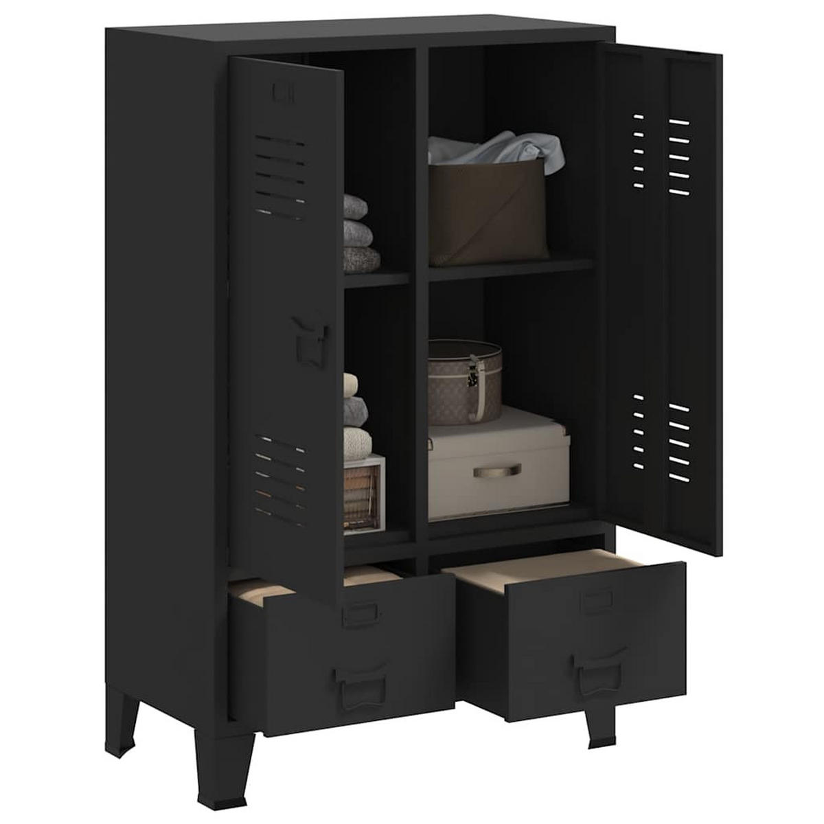 KLEIDERSCHRANK Metall Industrie-Stil 67/35/107 Cm Schwarz - Schwarz, Metall (35/107/67cm) - vidaXL
