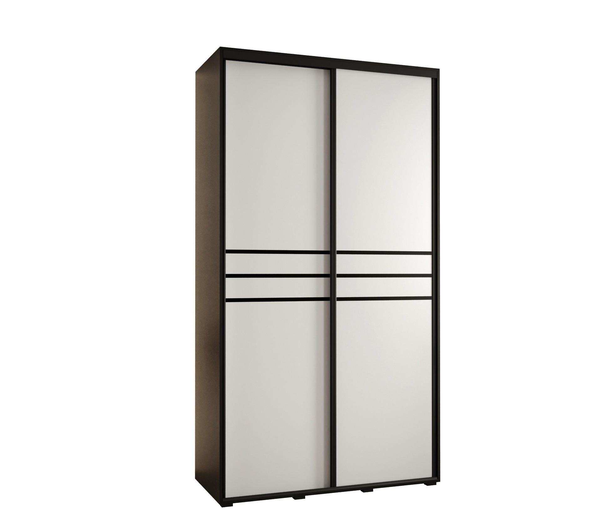 Abiks Möbel Schwebetürenschrank Schwarz, Weiß, Schwarz 130x235x45 cm