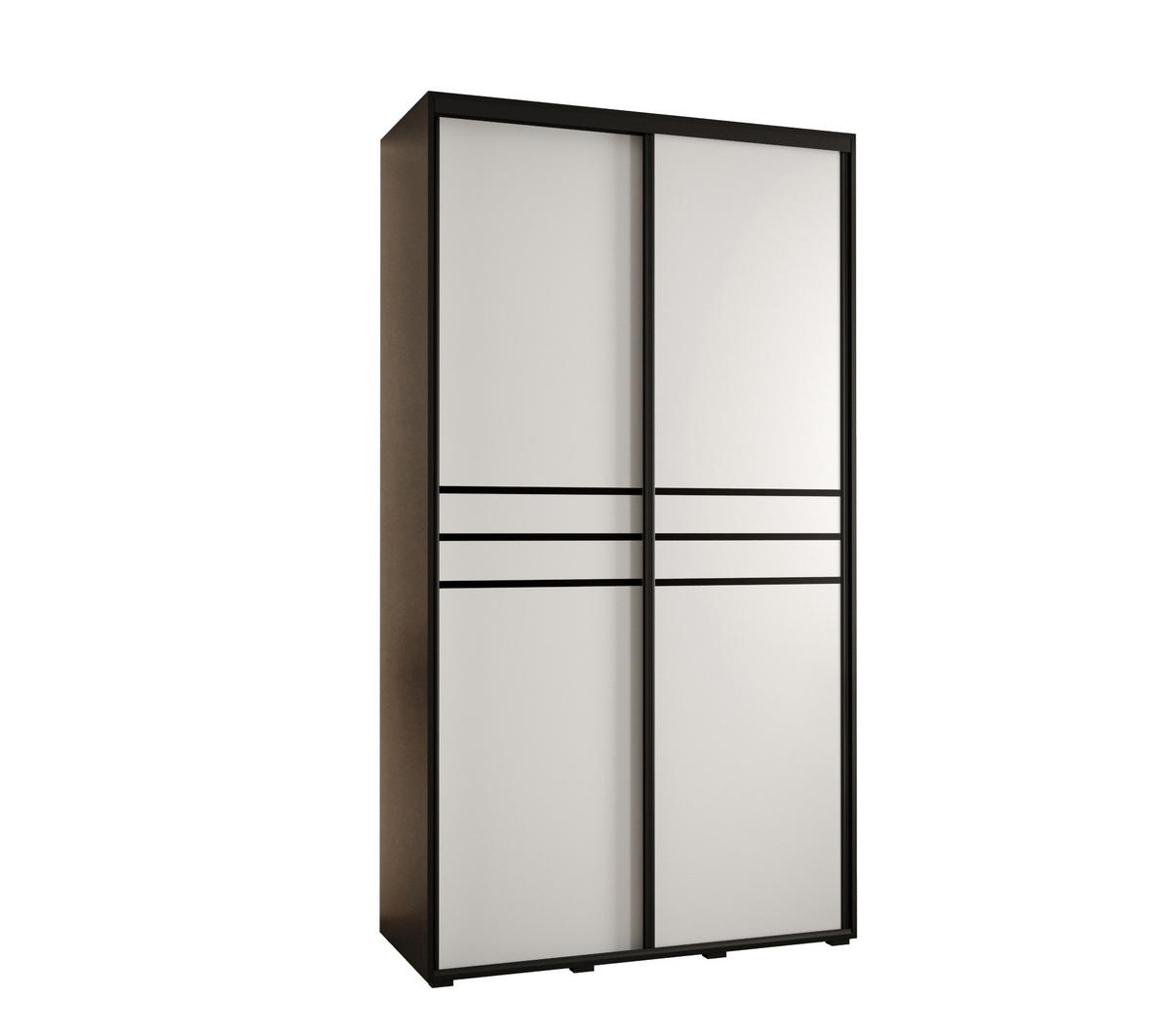 SCHWEBETÜRENSCHRANK 235,2/140/60 2-türig - Schwarz/Weiß, Holz/Metall (140/235/60cm) - Abiks Möbel