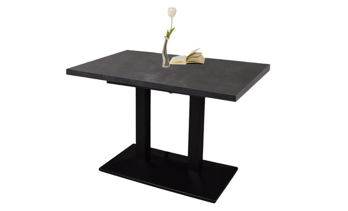 BARTISCH ausziehbar Eleen 120x70x72 Schwarz/Graphit - Schwarz/Grau, Metall (120/70/72cm) - 58aufmkessel