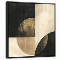 LEINWAND Bilder mit Rahmen - Abstrakt - Geometrische Formen - Schwarz - Gold - 50x50 - Ecru, Textil (50/50cm) - MuchoWow
