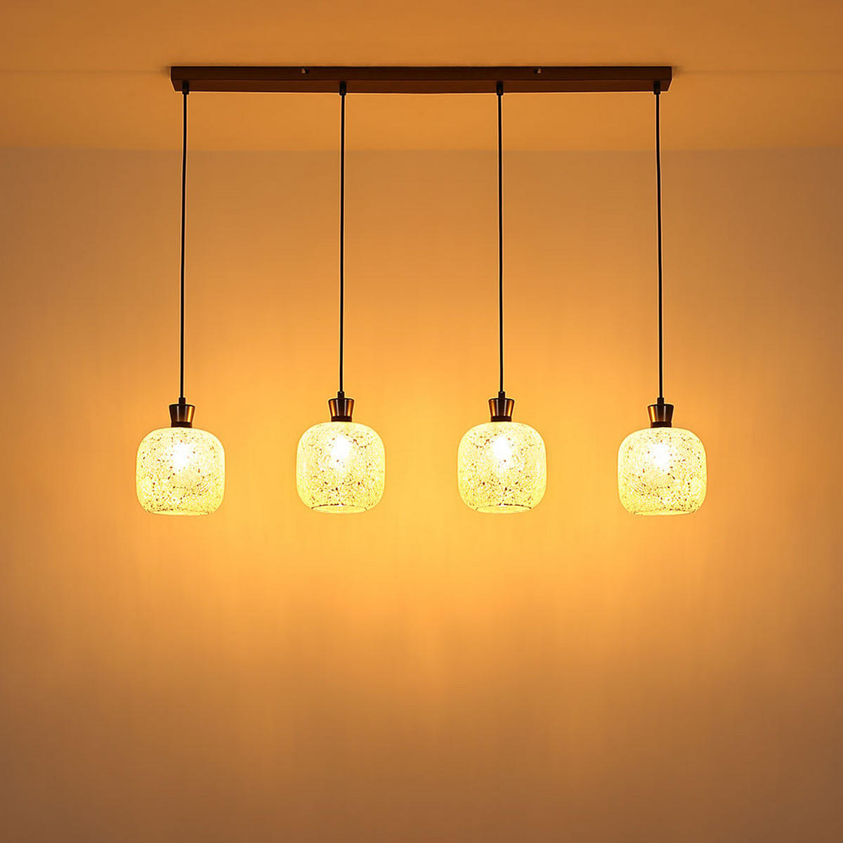 HÄNGELEUCHTE Metall Schwarz Glas - Schwarz, Glas (106/16/120cm) - Globo Lighting