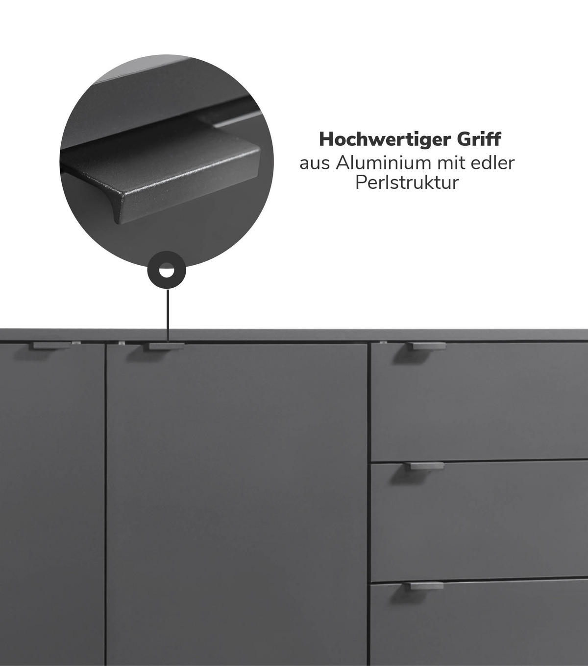 MÖBELGRIFF Der Handliche - Anthrazit/Schwarz, Metall (1.5/3.5/5cm) - Mokebo