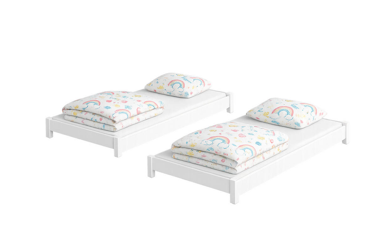 STAPELBETTEN 2-er Set Sendi 200x80 weiß - Weiß, Holzwerkstoff - LUKDOM