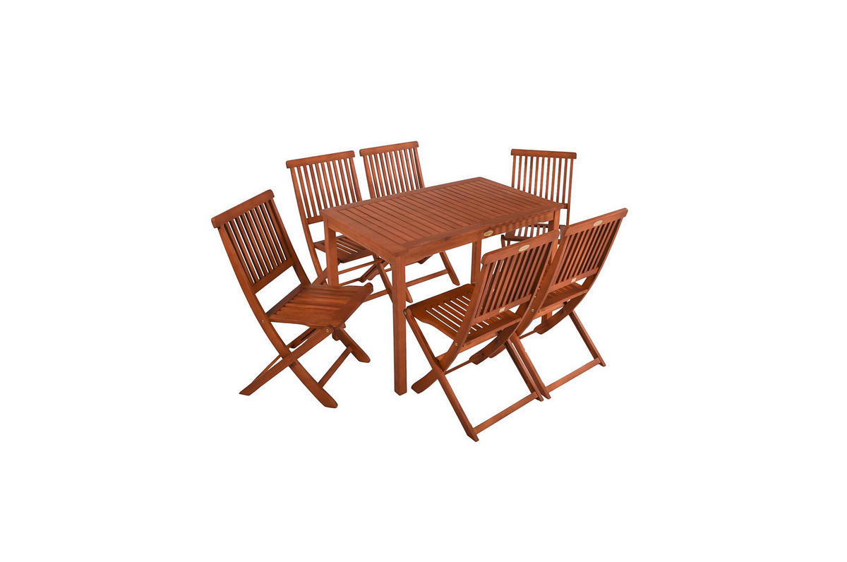 GARTEN-SITZGRUPPE Salem 7-teilig Gartenmöbel-Set - Hellbraun, Holz - DELUKE