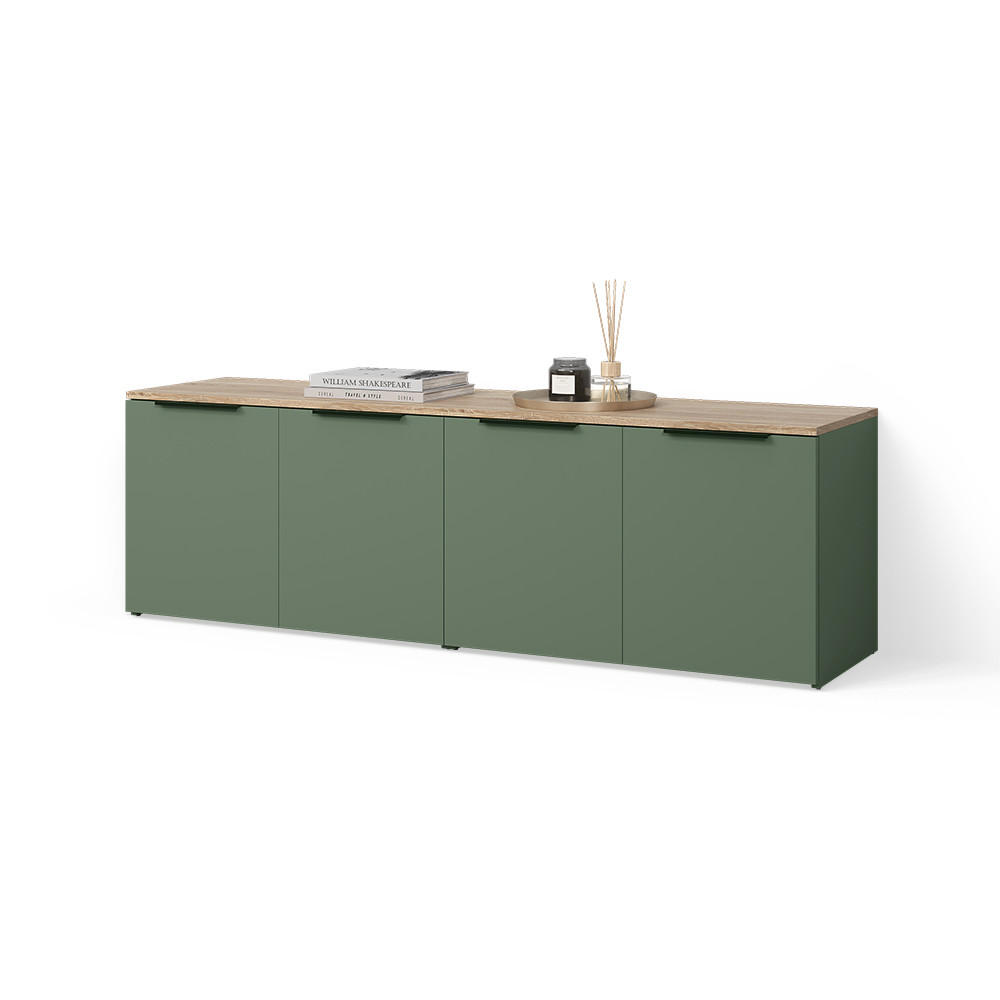 WOHNWAND Piave Grün 2 Teile - Grün, Holzwerkstoff (80/50/40cm) - Livinity®