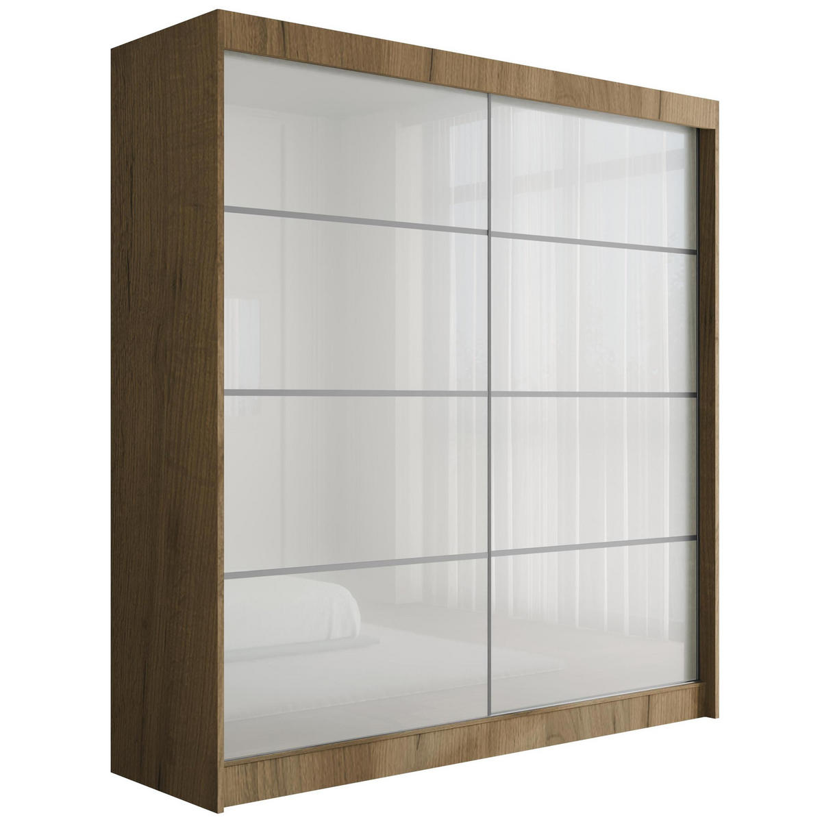 KLEIDERSCHRANK PEKA III - 200 cm - Braun|Weiß - Braun/Weiß, Holzwerkstoff (200/215/61cm) - ALTDECOR