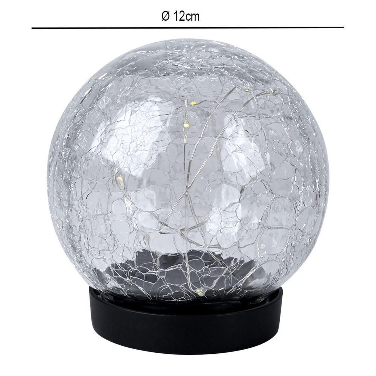 SOLARLEUCHTE LED Kugel Glas Klar Bruchglasoptik 3er Set - Klar, Glas (12/12/12cm)