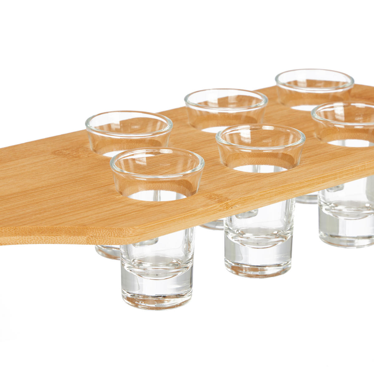 SCHNAPSBRETT - Hellbraun, Glas/Holz (0.04L) - Relaxdays