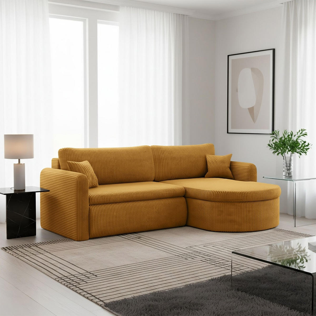 ECKSOFA Feliz In Poso - Gelb, Holzwerkstoff/Textil (250/160cm) - Fun Möbel