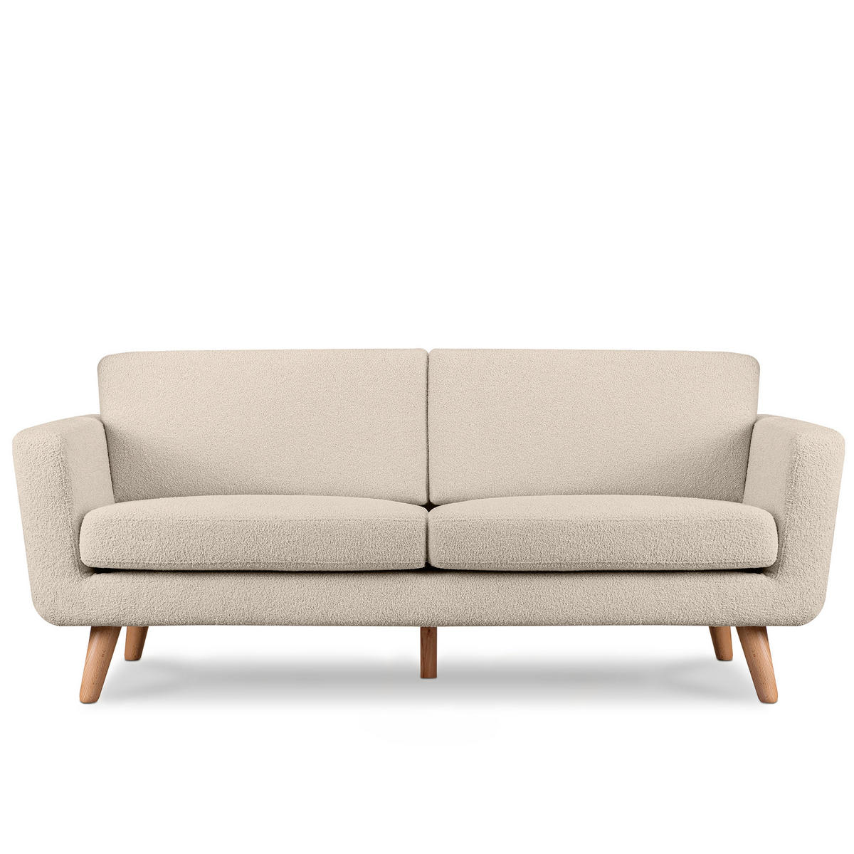 3-SITZER-SOFA TAGIO mit Armlehnen, Creme - Creme/Braun, Buchenholz/Textil (88/80/190cm) - KONSIMO®
