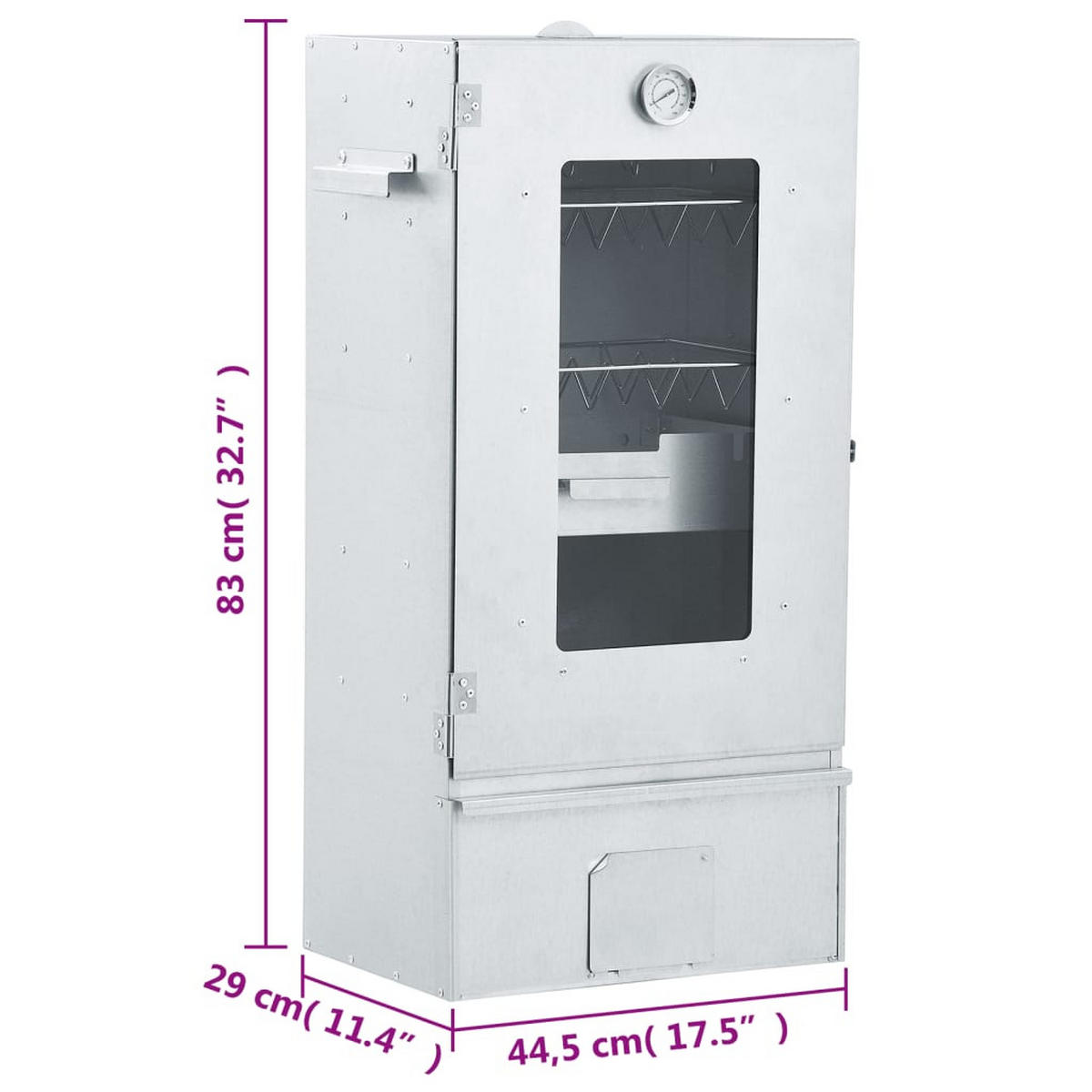 RÄUCHEROFEN Mit Kaltrauchgenerator Verzinkter Stahl - Silberfarben, Metall (44.5/83/29cm) - vidaXL