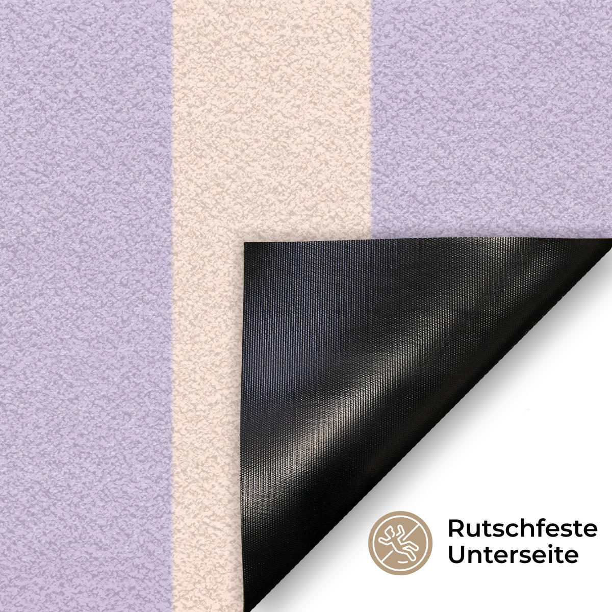 FUSSMATTE Ciao - Zitat - Pastell - Streifen 90x60 cm - Flieder, Kunststoff (90/0.4cm) - MuchoWow