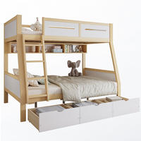 KINDERETAGENBETT aus Kiefer, MDF und Sperrholz 90x200/120x200 cm Weiß/Natur mit Schubladen - Weiß, Holzwerkstoff (90/200cm) - IVMEU