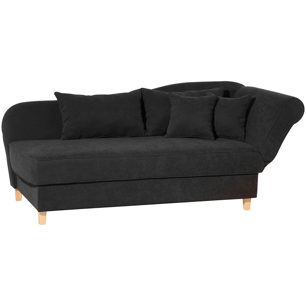 RECAMIERE mit Armteil rechts klappbar Katia Bezug Veloursstoff Buche natur / schwarz - Schwarz, Kunststoff (190/82/88cm) - 58aufmkessel