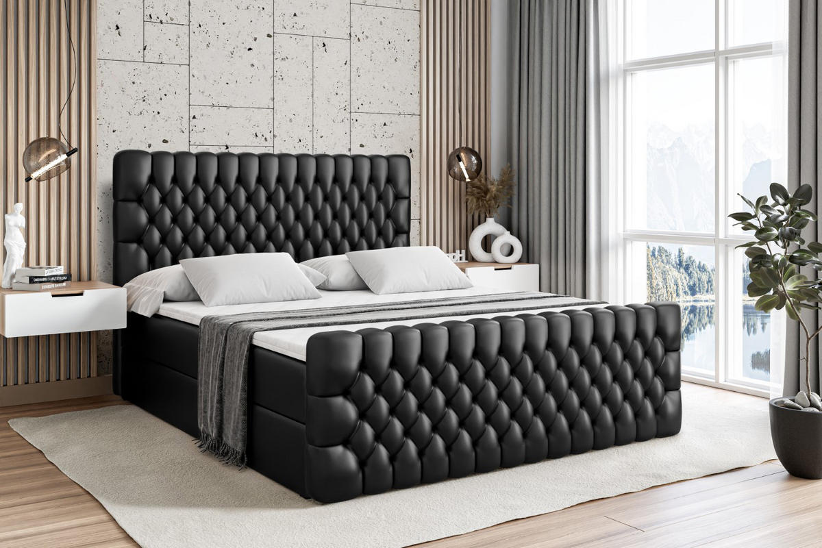 BOXBETT SERENE-Z - 140 x 200 - H3 - Schwarz Hochglanz - Schwarz Hochglanz, Holzwerkstoff (140/200cm) - ALTDECOR