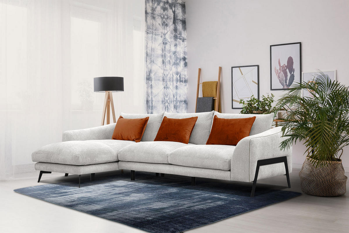 ECKSOFA WINTER 4-Sitzer, weiß - Schwarz/Weiß, Holzwerkstoff/Textil (158/269cm) - Courtois Laville