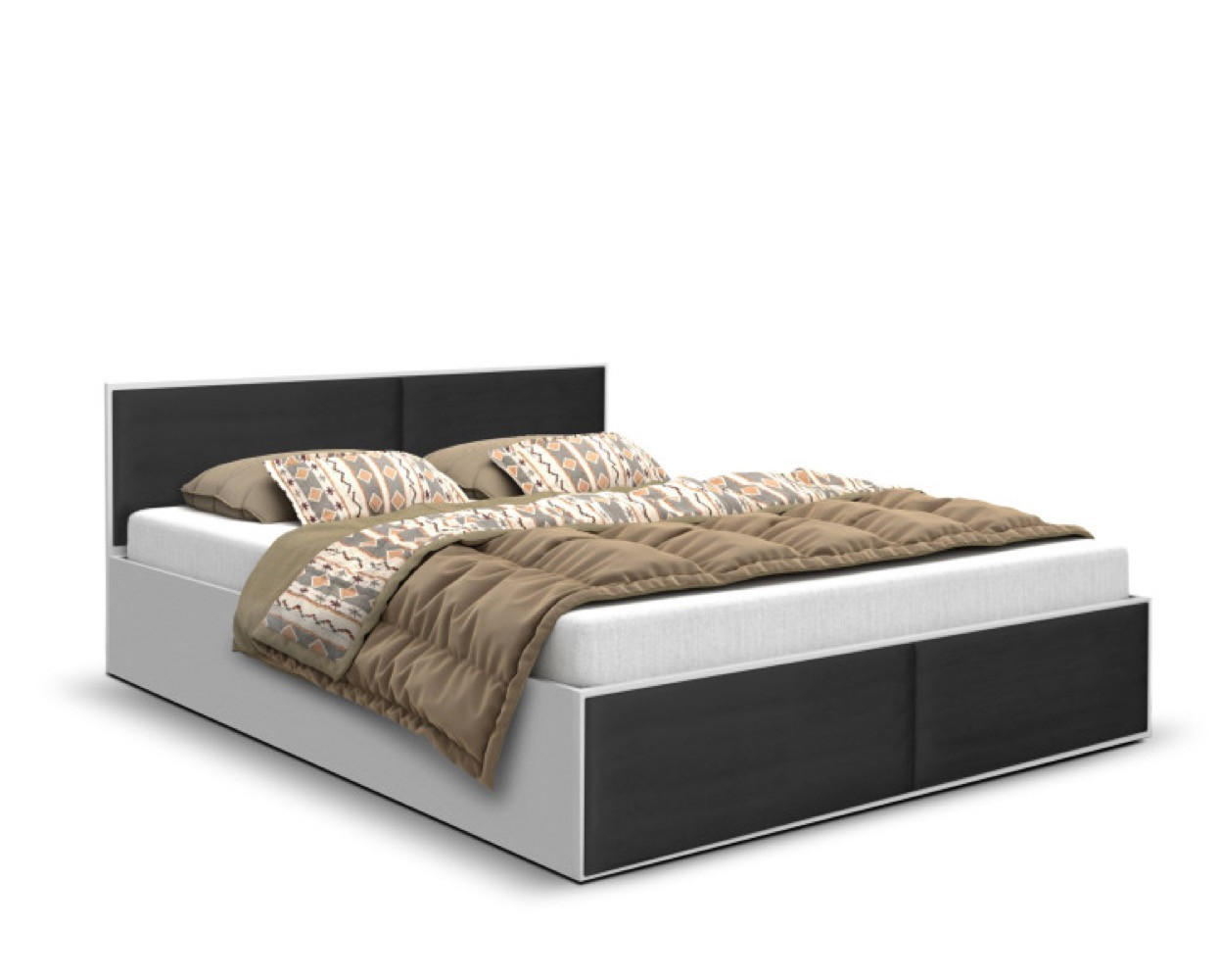 BETT Schwarz ALDO 2 Mit Gepolsterten Paneelen 120x200 cm - Schwarz, Textil (120/200cm) - Sepro Meble