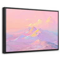 LEINWAND Bilder mit Rahmen - Berggipfel - Wolken - Verträumt - 30x20 - Hellrosa, Textil (30/20cm) - MuchoWow