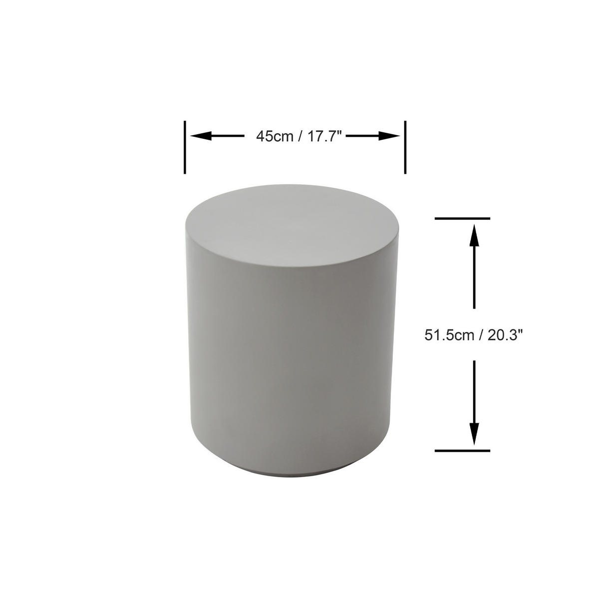 BEISTELLTISCH ROME Rund Groß Zementoptik 45 x 45 x 51 cm - Grau, Naturmaterialien (45/45/51cm) - Elementi