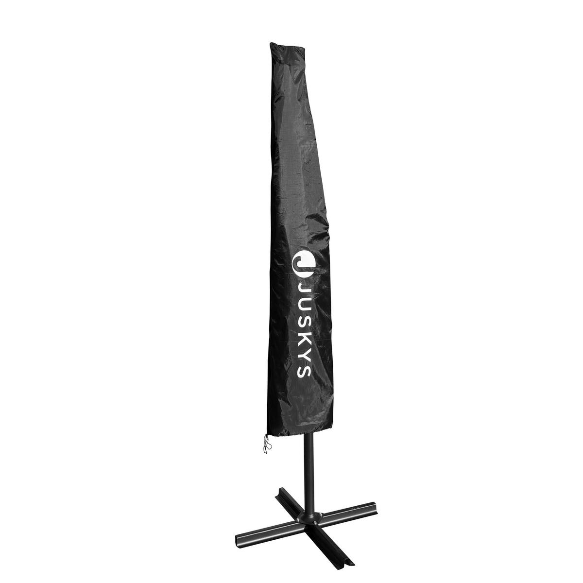 AMPELSCHIRM Brazil dunkelgrau/creme 3,5m mit LED, Kurbel und Standfuß - Creme, Metall (330/330cm) - Juskys
