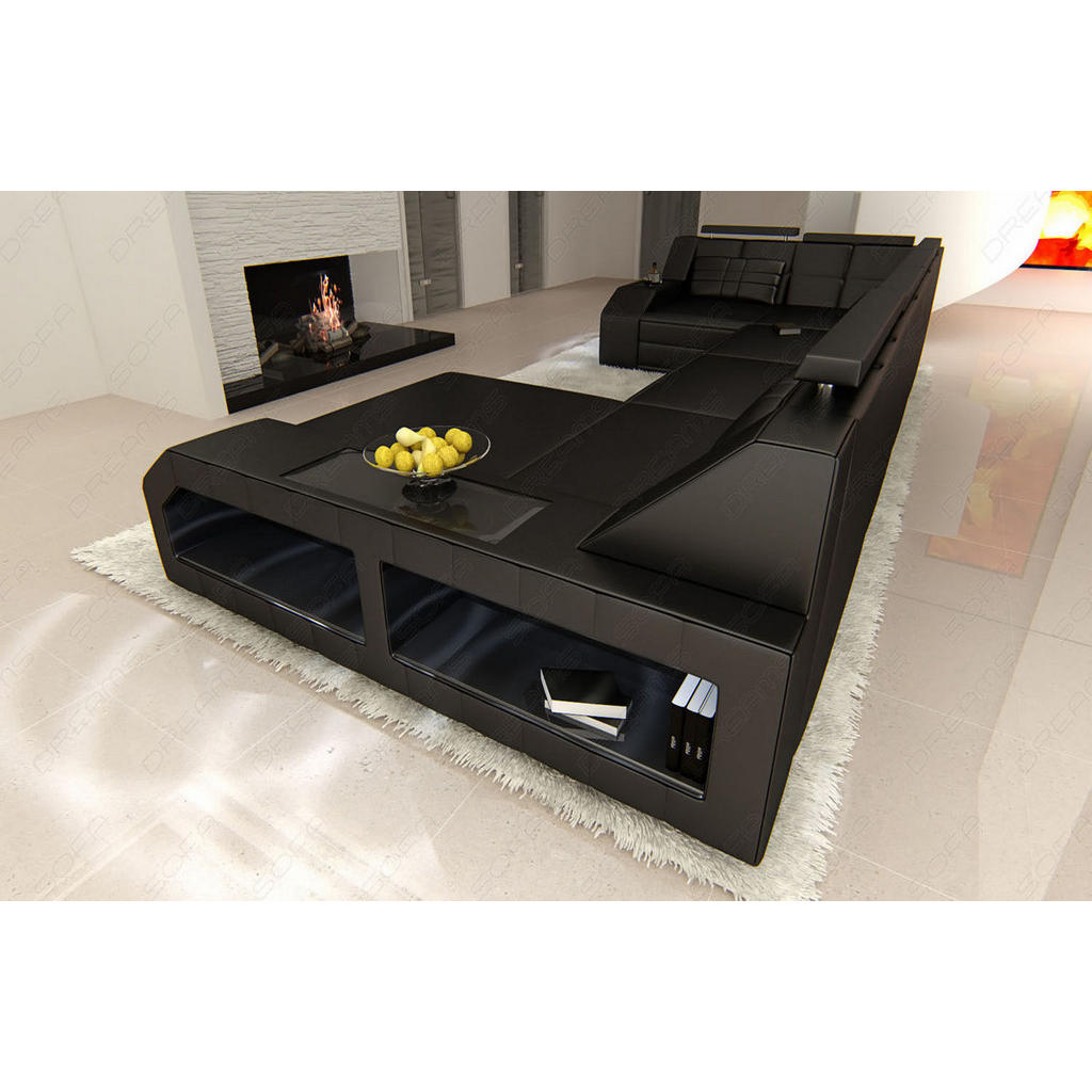 Thumbnail - Sofa Dreams Wohnlandschaft, Schwarz, Leder, Freiform, 380x86x197 cm, Wohnzimmer, Sofas & Couches, Wohnlandschaften, Wohn...