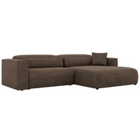 ROHOVÁ SEDAČKA PAZURRO L - Hnedá Samet - Vpravo - hnedá/čierna, textil/plast (288/180cm) - MKS