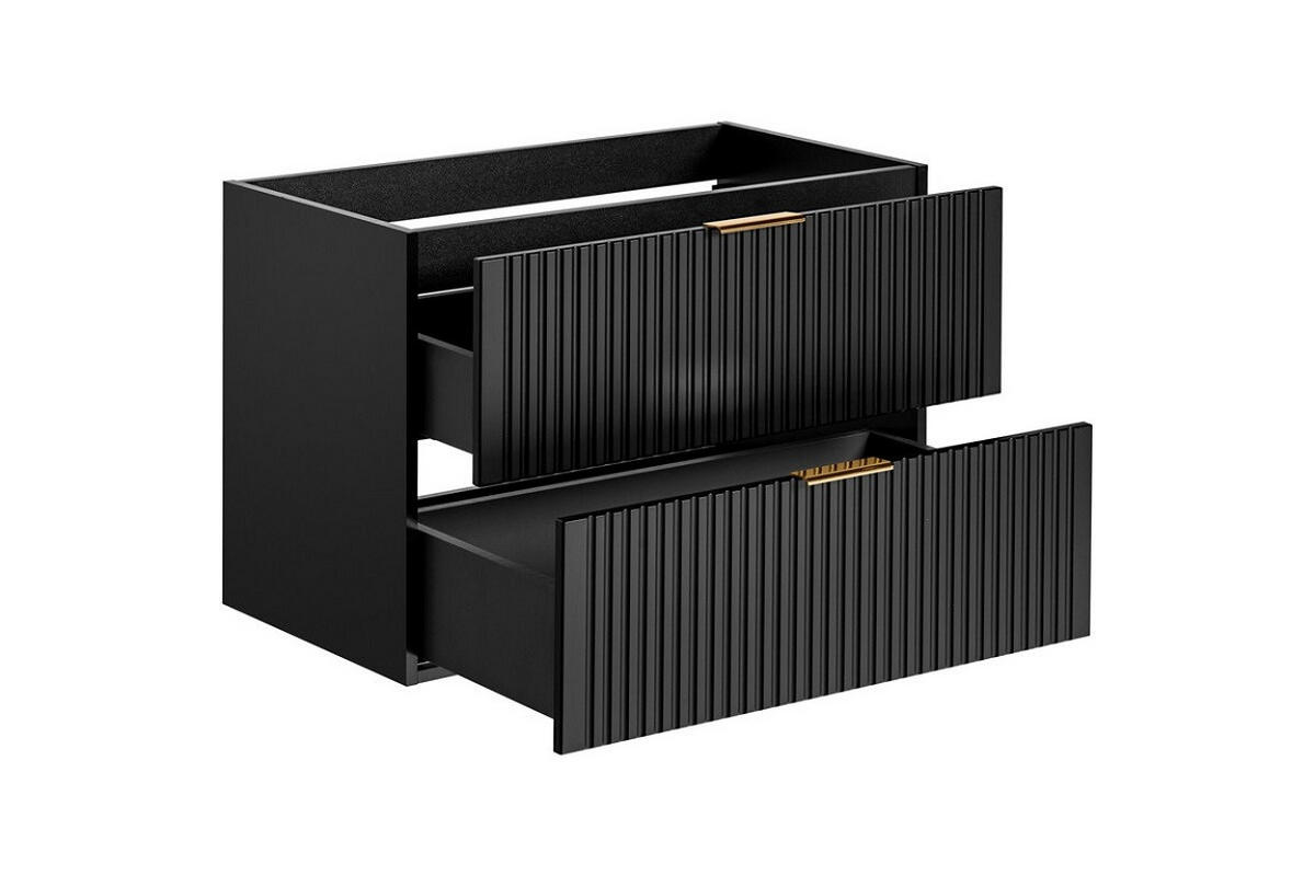 WASCHTISCHUNTERSCHRANK 80 cm 2 Teile - Adel Black A BM135 in Schwarz Matt/Wotan Eiche - Eiche Wotan/Schwarz, Holz (80/57/46.6cm)