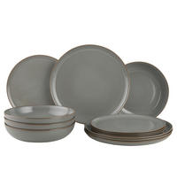 GESCHIRR-SET (12-teilig) Native - Grau, Keramik (31/36/37cm) - BUTLERS