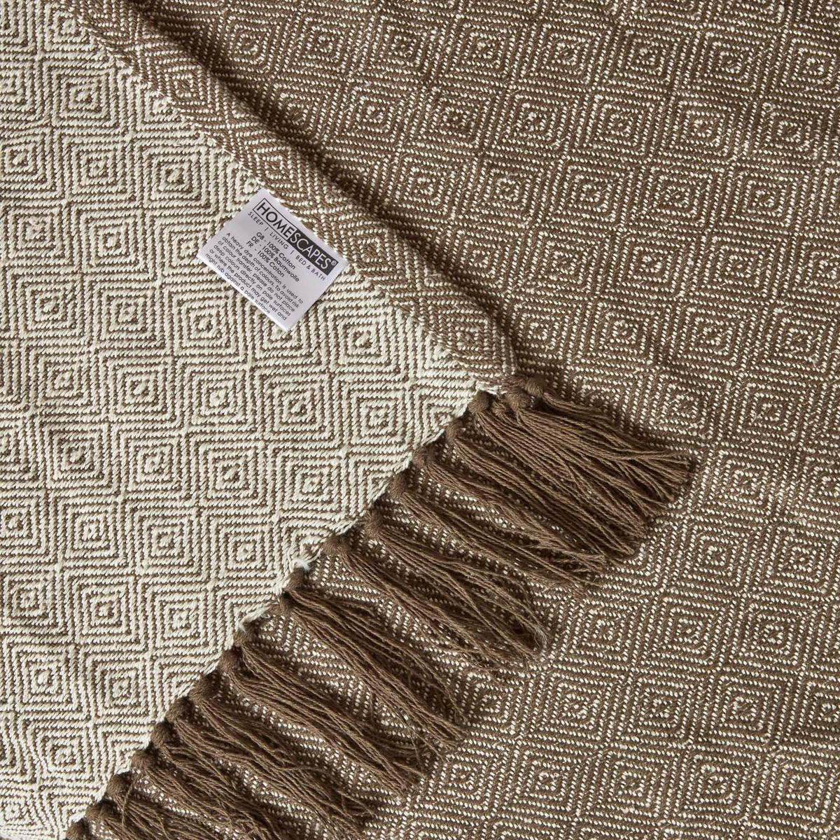 ÜBERWURF Malda 225/255 cm, Baumwolle mit Rautenmuster - Braun, Textil (225/255cm) - Homescapes