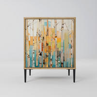 SIDEBOARD BIRCH KALEIDOSCOPE, Eichefarben, 57,5x42x72,5 cm, Schwarze Metallfüße - Eichefarben/Multicolor, Holzwerkstoff/Metall (57.5/72.5/42cm) - SpaceRebels