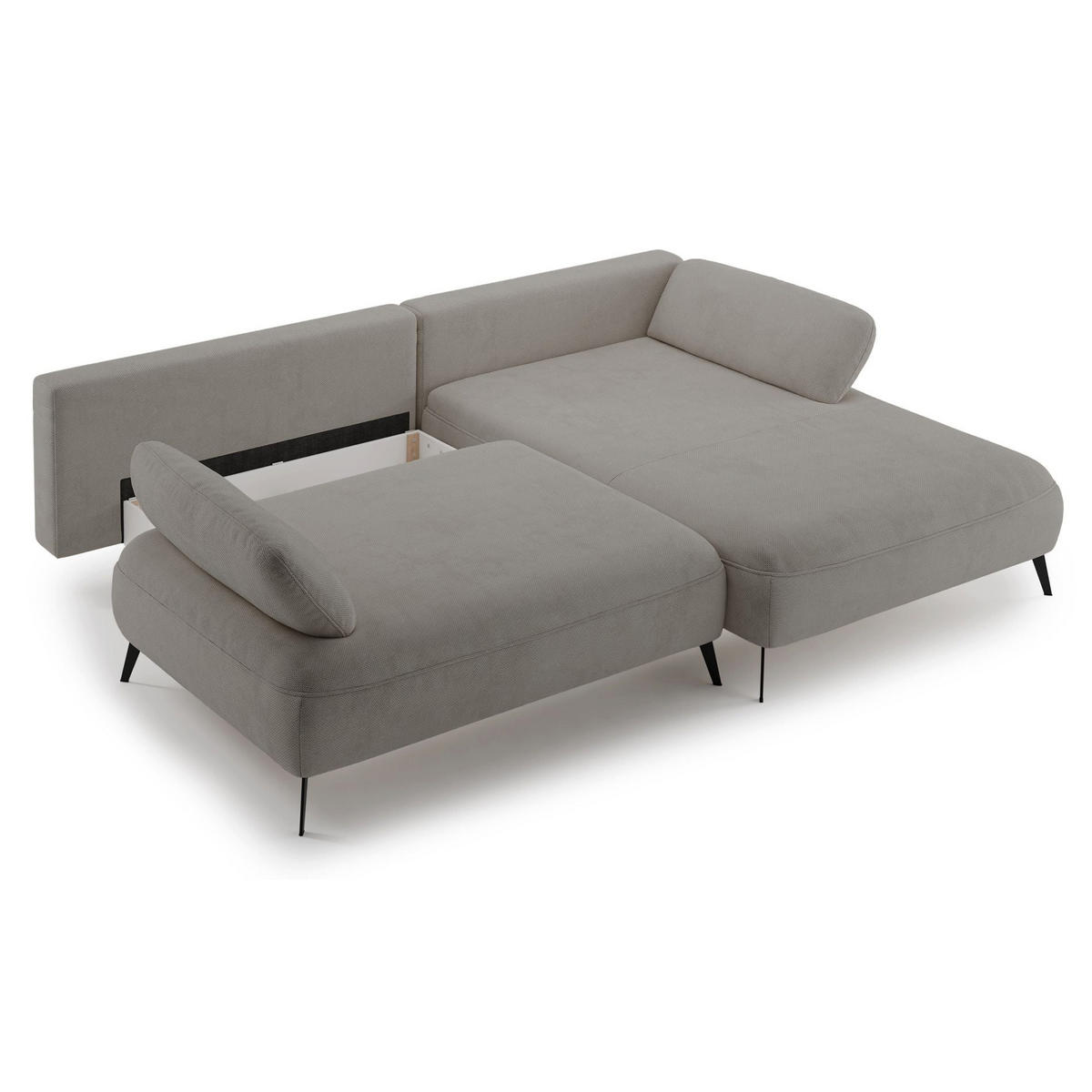 ECKSOFA Avolla Graubeige rechts - Taupe/Schwarz, Textil/Metall (186/284cm) - Selsey