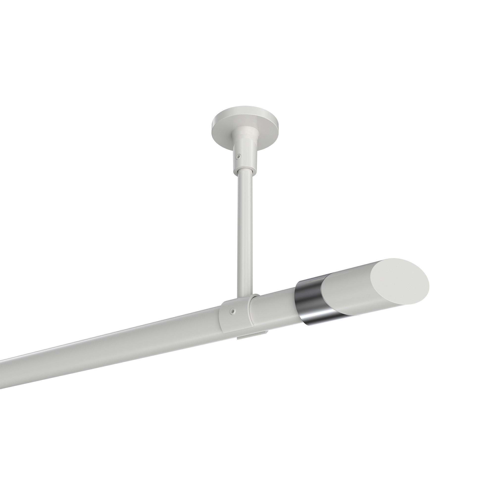 GARDINENSTANGEN-SET Sonette Verano 100 cm, 1-läufig, 20 mm Ø Weiß - Chromfarben/Weiß, Metall (100cm) - INTERDECO