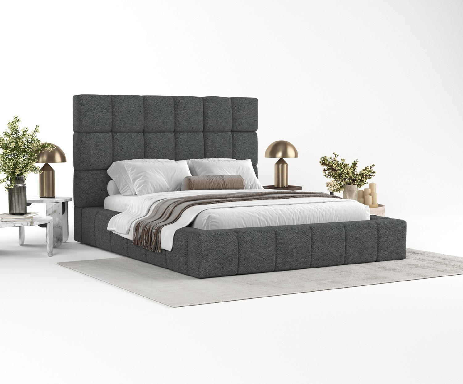 POLSTERBETT Skiathos mit Stauraum 180/200 cm Anthrazit im Bubble Stoff - Anthrazit/Schwarz, Holz/Holzwerkstoff (180/200cm) - AltaBeds