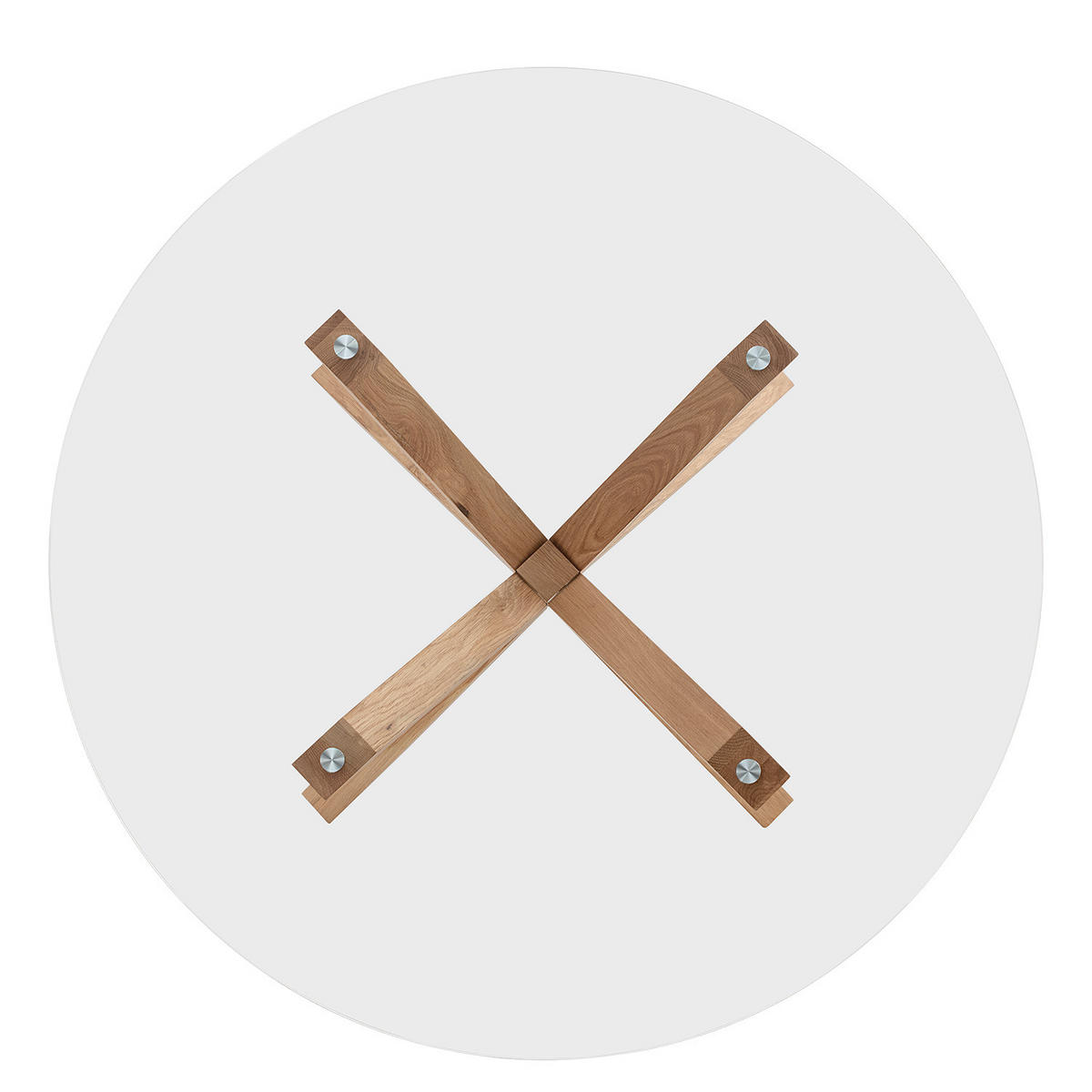 ESSTISCH rund - Glas / Eiche massiv - Eichefarben, Glas/Holz (119/119/76cm) - home24