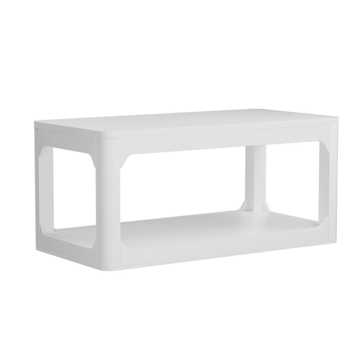 COUCHTISCH DE-37277 100 cm mit zweistufigem Stauraum Weiß - Weiß, Holzwerkstoff (100/50/44.5cm) - ComfortXL