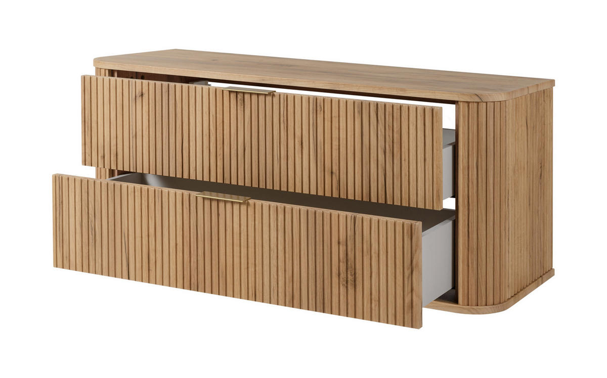 BADEZIMMERSCHRANK, Gold Craft Eiche + Goldener Griff, 41,5 x 100 x 51,7 cm - Goldfarben/Braun, Holzwerkstoff/Kunststoff (100/51.7/41.5cm) - 3XE LIVING