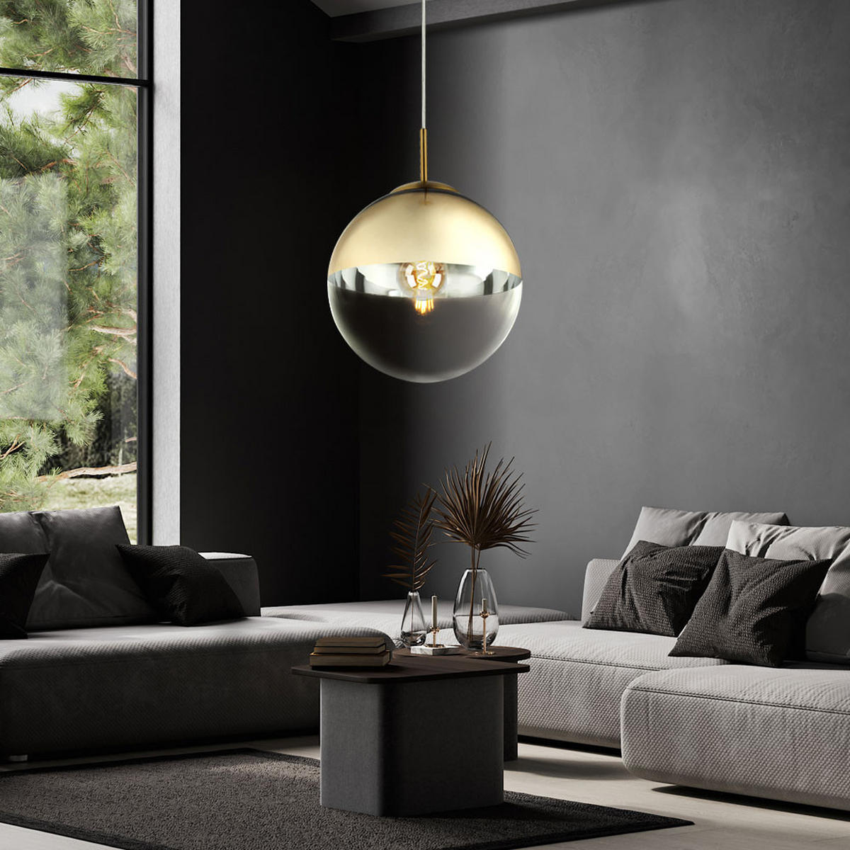 LED HÄNGELEUCHTE VARUS Gold Transparent - Goldfarben, Glas (25/25/120cm)