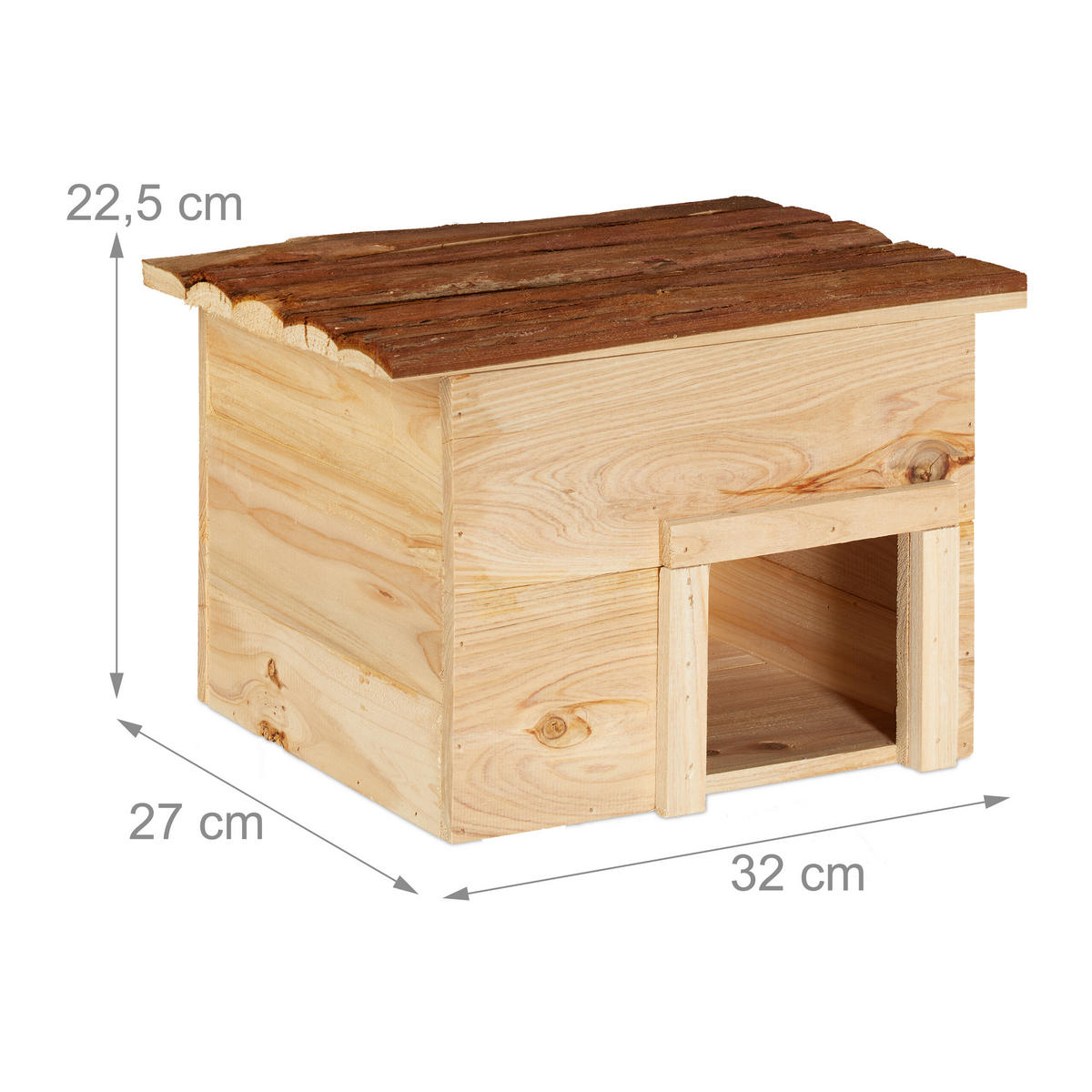 IGELHAUS Natur Tannenholz 22,5x32x27 cm - Hellbraun, Holz (32/22.5/27cm) - Relaxdays
