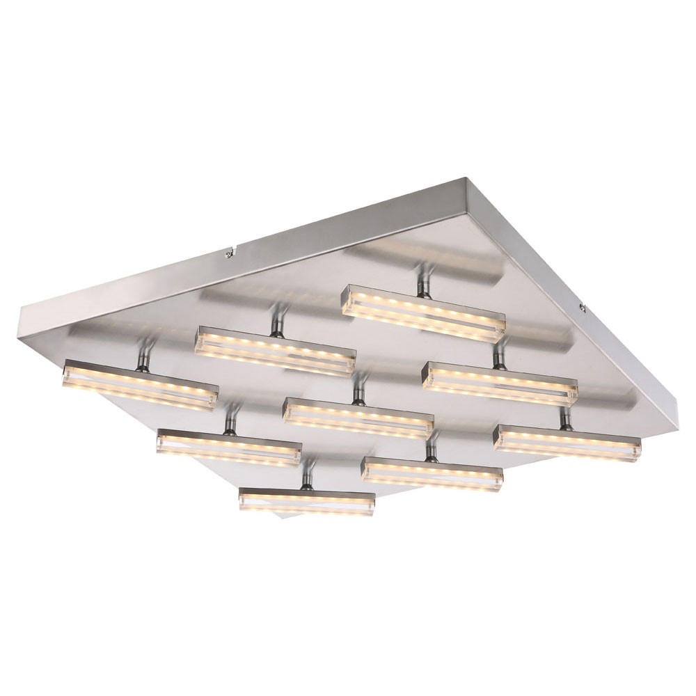 LED DECKENLEUCHTE Metall Silber 9 Flammig - Silberfarben, Metall (55/55/9cm) - Globo Lighting