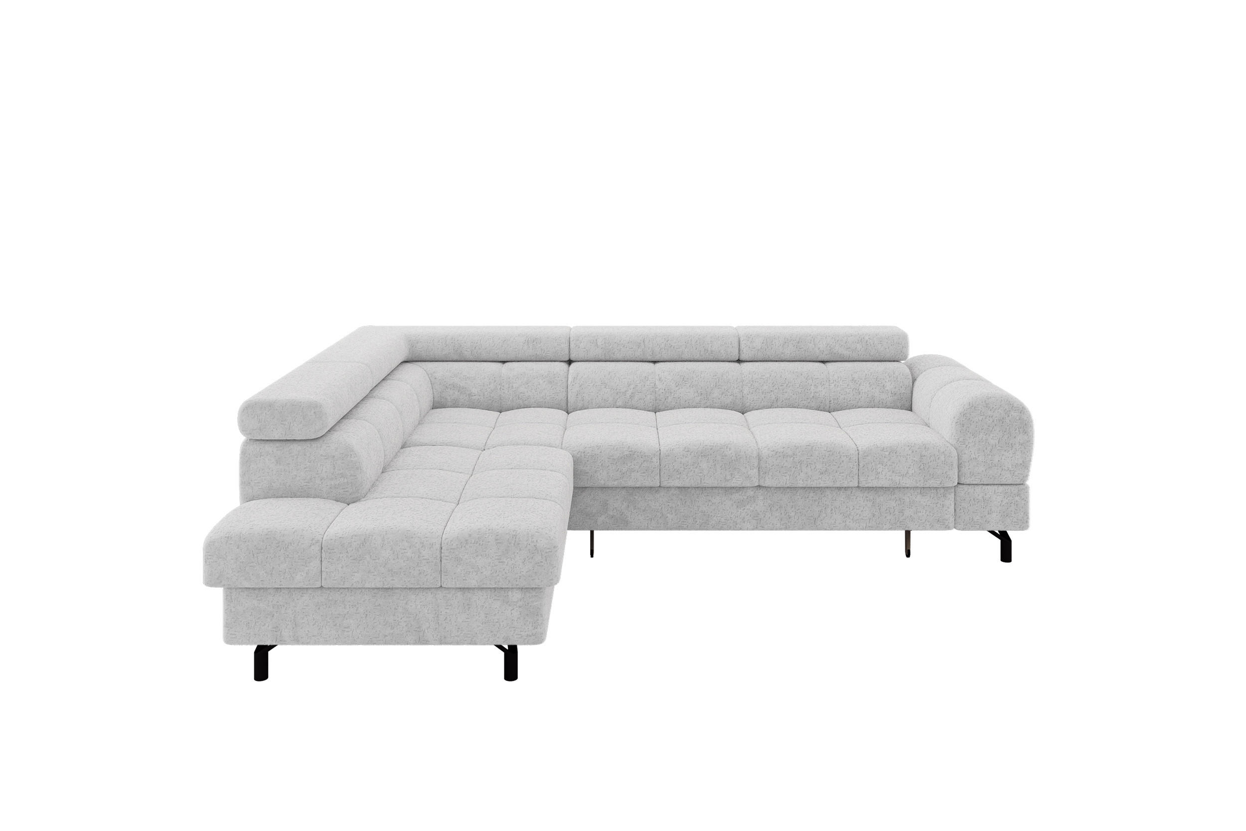 ECKSOFA mit Schlaffunktion Ottomane Links LUMA-L 272x203x70 Grau Velours - Schwarz/Grau, Holzwerkstoff/Kunststoff (272/203cm) - ALTDECOR