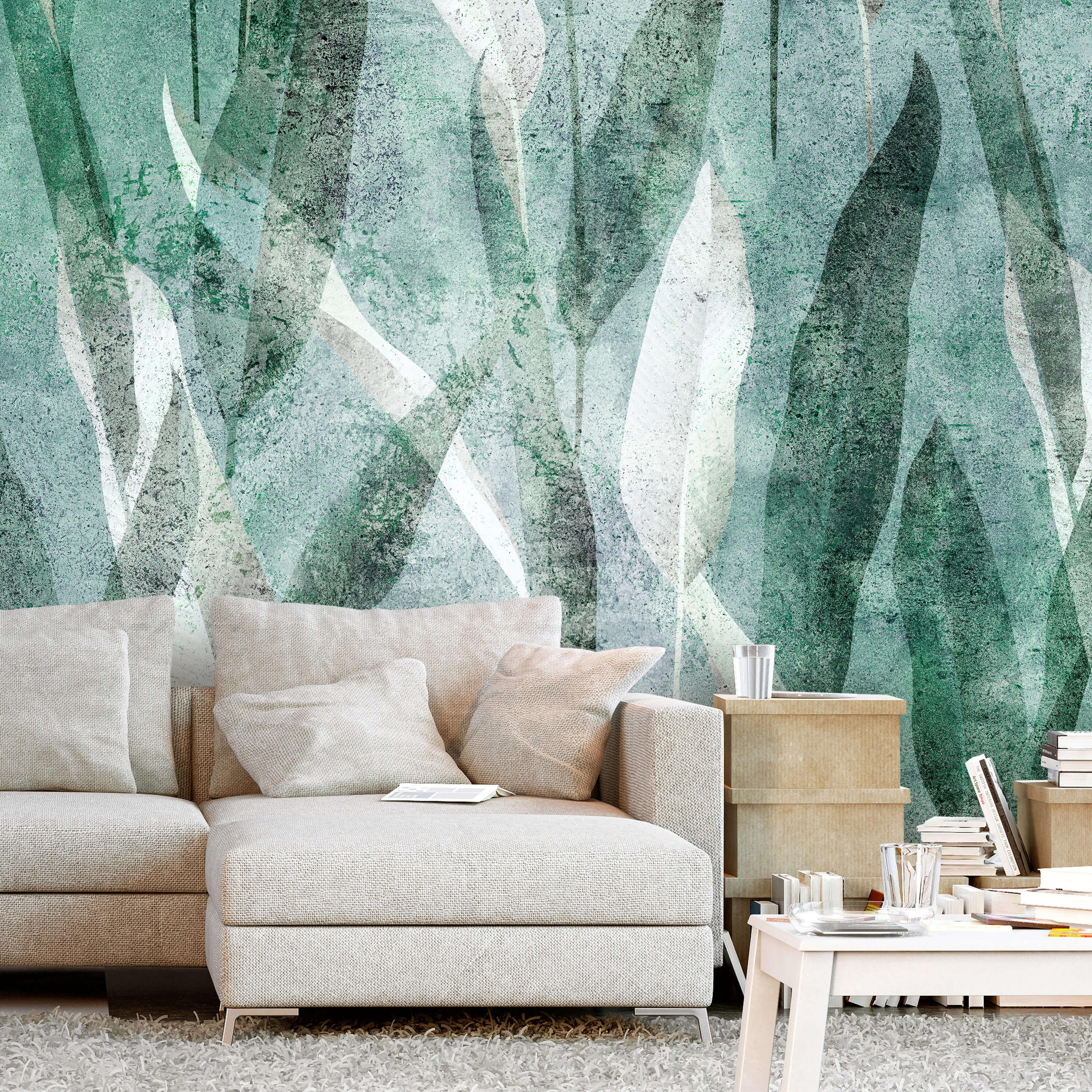 VLIESTAPETE Grün 400/280 cm - Grau/Grün, Textil (400/1cm) - KUNSTLOFT