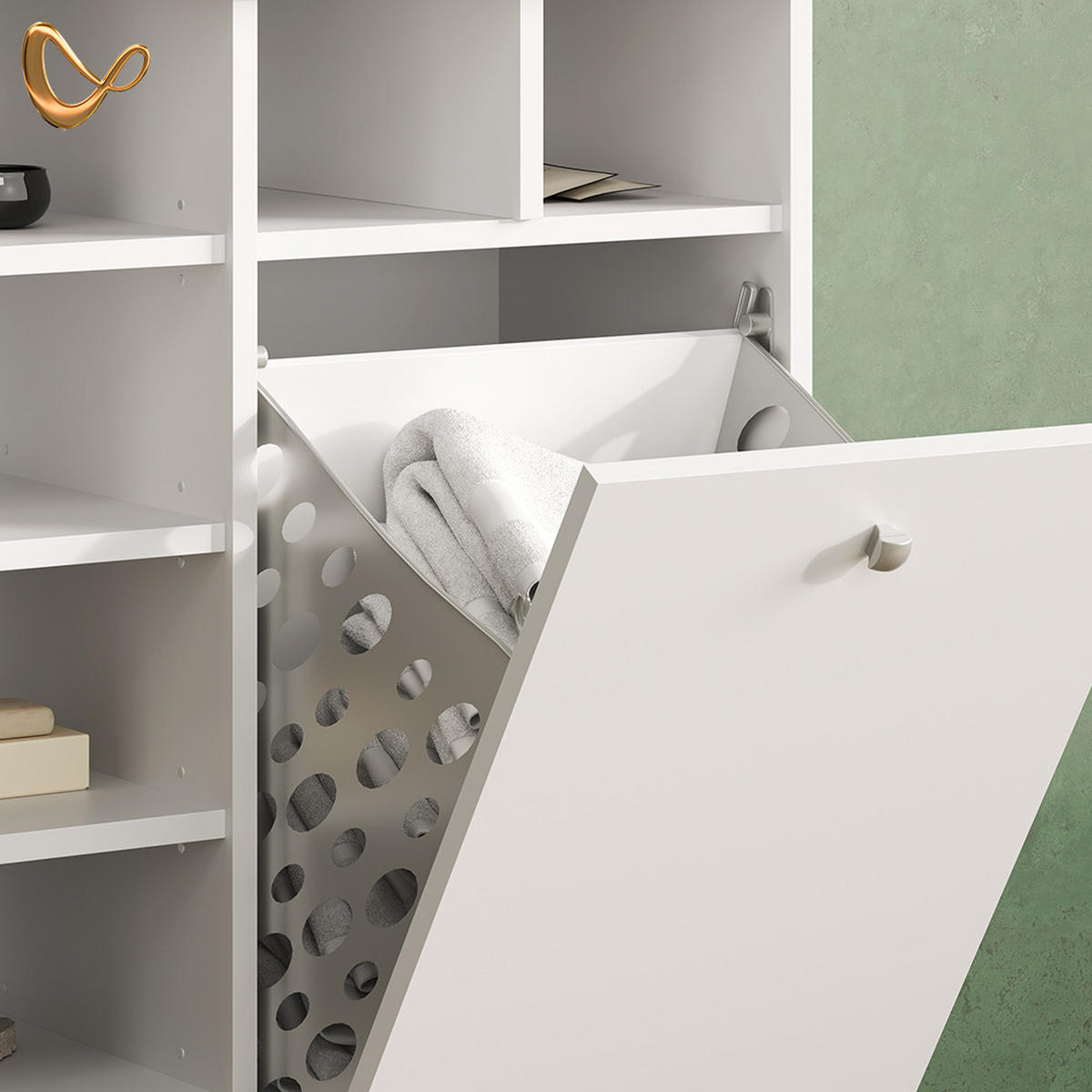 BADSCHRANK Fucino Weiß 78.4 x 91.6 cm - Weiß, Holzwerkstoff (78.4/91.6/34cm) - Livinity®