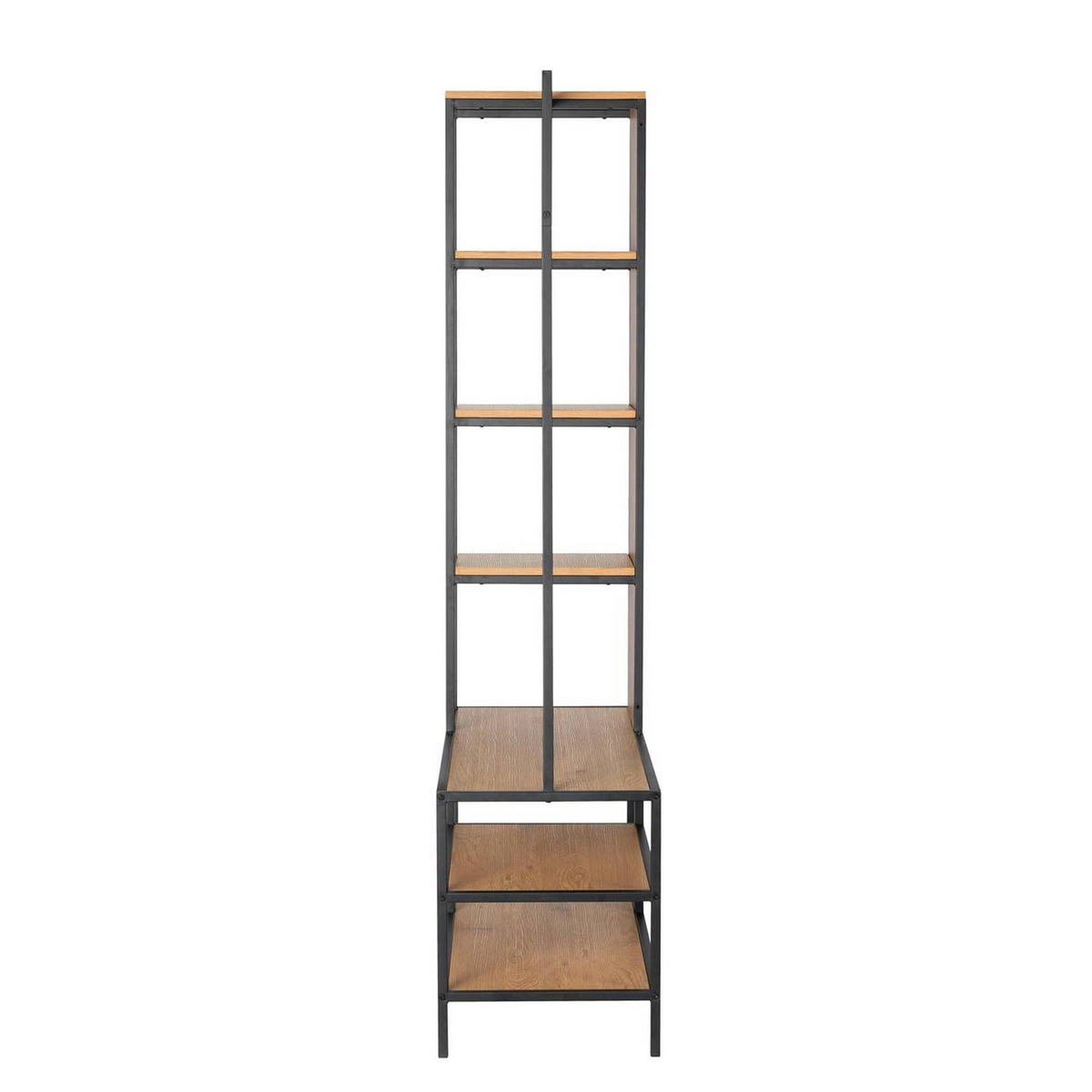GARDEROBE mit Spiegel - Eiche Dekor / Schwarz - Eichefarben/Schwarz, Holzwerkstoff/Metall (110/177/40cm) - home24
