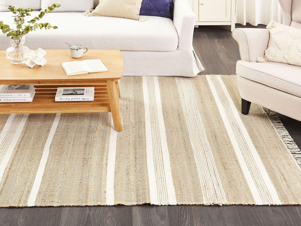 TEPPICH geflochten Talpur 230/160 cm - Beige, Naturmaterialen (160/230cm) - Beliani